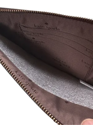 NWT Kate Spade Leather Medium Zipper Wristlet Bronze Retail $159.00 thumbnail 6