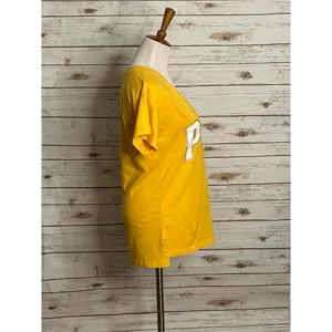 Victoria's Secret PINK yellow V-neck oversized boyfriend T-shirt Size XS thumbnail 4