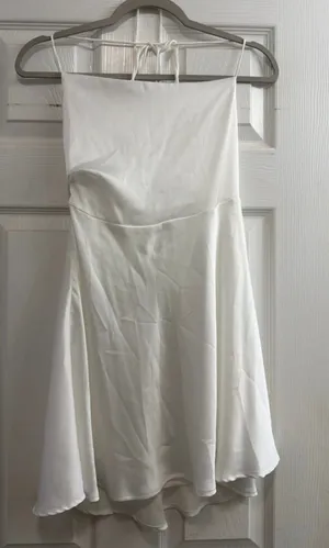 Little White Satin Corset Back Dress thumbnail 1