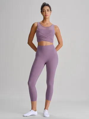Berlook Activewear Purple Grey Mesh Cross-Front Tank Top - Light Support thumbnail 3