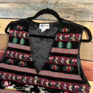 Paul Harris Design Christmas Vest Size‎ Medium Black thumbnail 3
