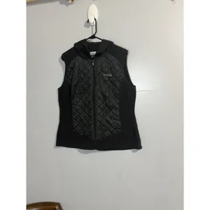 Women's Columbia Warmer Days Fleece‎ Hooded Vest Size XL Black Quilted thumbnail 2