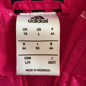 Adidas Women's Full Zip Windbreaker Jacket Pink 3 Stripe Lightweight‎ Size Large thumbnail 5