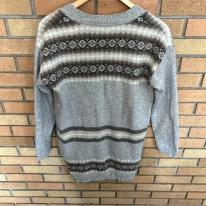 Gap Women's Gray Fair Isles Nordic Lambs Wool Blend Cardigan Sweater Size Medium thumbnail 3