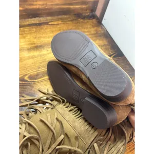 No Boundaries Tan Tall Faux Suede Fringe Boots Size 6 thumbnail 8