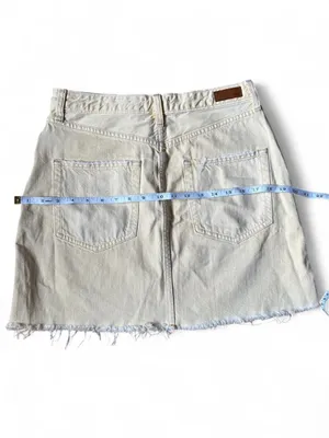 Abercrombie & Fitch Zoey Style Denim Mini Skirt A-Line Butter Yellow Raw Hem Y2K thumbnail 6