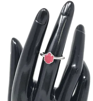 Kendra Scott Calvin Stacking Ring Sz 6.25 Rhodium Silver Red Magnesite Gemstone thumbnail 1