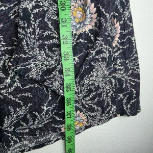LOFT NWOT Black Purple Floral Ruffle Neck Long Sleeve Elastic Waist Dress‎ Large thumbnail 9