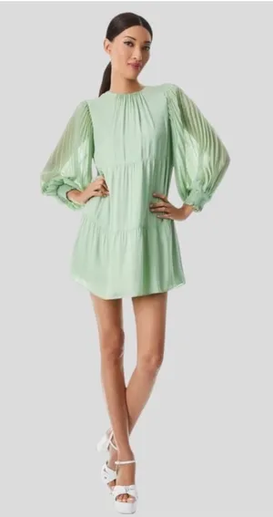 NWT Alice + Olivia Antonette‎ Crew Neck Mini Dress Color: Sea-foam Sz XS $465 thumbnail 1