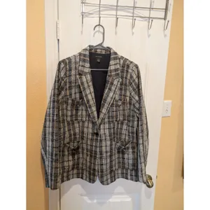 Halogen Blazer Womens XL Multicolor Plaid Tweed Single Breasted One Button thumbnail 5
