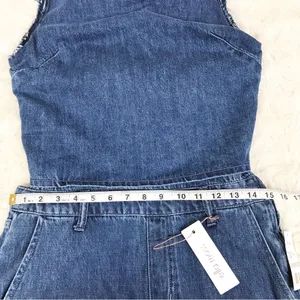 ELLA MOSS Denim Sleeveless Jumpsuit Size 27 Blue Jean Open Back Tapered‎ Raw Hem thumbnail 11