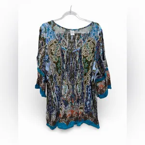 BILA Multicolor Women's Tunic Top Blue Size L thumbnail 7