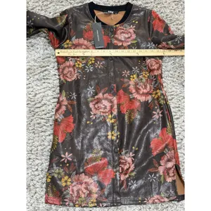 TOV Los Angeles Faux Leather Floral Snap Front Coat Dress Jacket Duster 38 NWT thumbnail 12