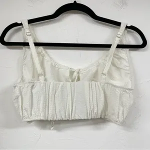 Zara White Cottage Core Swiss Dot Crop Top Blouse Womens M Summer Beachy thumbnail 3