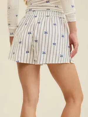 Aerie Flannel Girl Boxer Pajama Lounge Shorts Striped Bow Print NWT Size XXL thumbnail 4