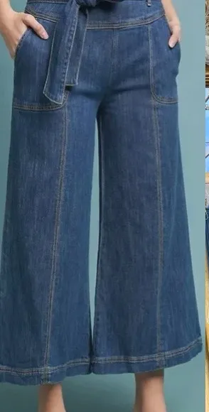 Anthropologie Pilcro and the Letterpress Wide Leg Cropped Jeans ~ Size 26 💛🍄 thumbnail 1
