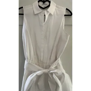 Express White Sleeveless Button Down Shirt Dress Tie Waist Belt Ruffle Sz S thumbnail 3