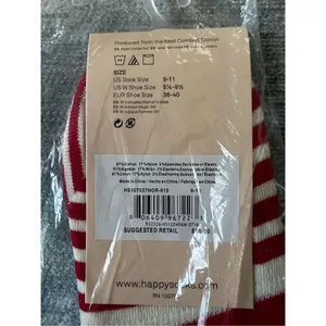 NWT! Happy Socks Red White Stripe Liner Socks Women's Shoe Size 5.5 - 9.5 thumbnail 3