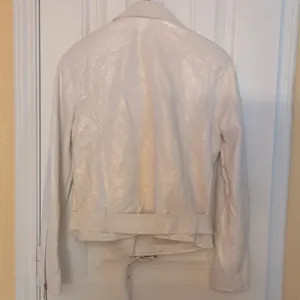 Silence & Noise White Faux Leather Biker Jacket Size M thumbnail 8