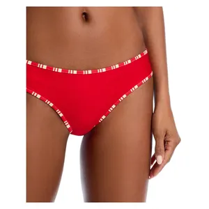 Aqua Hem Pull On Elastic Waistband Swim Bikini Bottoms Red See Measurements thumbnail 7