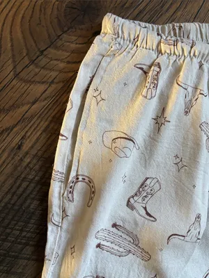 Cali 1850 Western Printed Linen Pull On Pants Size Medium Cream Cowgirl Rodeo thumbnail 8