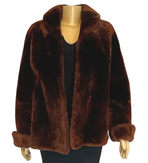 Vintage Julius Lewis Memphis Faux Fur Jacket Brown Shawl Collar Coat‎ Womens thumbnail 1