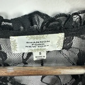 Shannon Ford New York S Black Lace Sheer Bell Sleeve Top Whimsigoth Fairy Grunge thumbnail 2