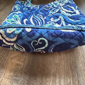 Vera Bradley Mediterranean Floral Quilted Cotton Tote Shoulder Bag Blue Green thumbnail 3