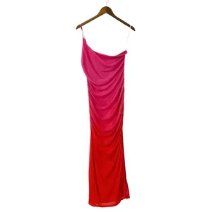 Lulus Krista Pink Ombre Mesh One-Shoulder Maxi Dress size M NWT thumbnail 4