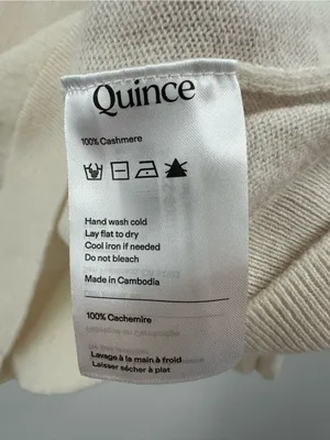 Quince Women's Ivory Mongolian Cashmere V-Neck Sweater Size Small thumbnail 5
