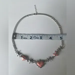 Creative Pink Heart Barbed Wire Silver Plated Choker‎ Length Necklace Soft Goth thumbnail 11