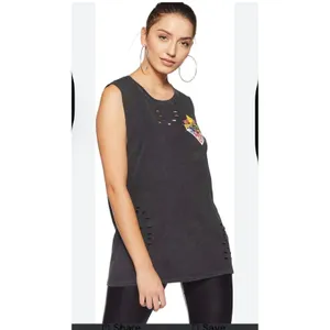 Mighty Morphin Power Rangers Distressed‎ Acid Wash Muscle Tank Top Women S Gray thumbnail 2