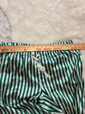 Victoria’s Secret satin green white stripe wide leg pajama pants woman’s XL thumbnail 7