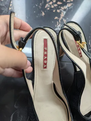 Prada Black Leather Peep-Toe Slingback Heels Size 36 thumbnail 4