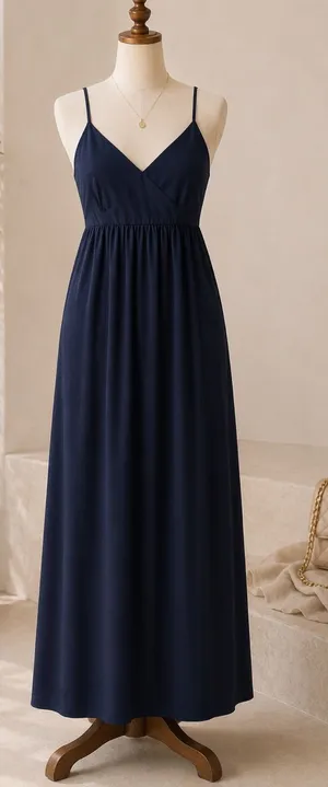 Quince 100% Organic Cotton Maxi Dress NWT Size Small Navy thumbnail 1