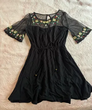 Black and mesh mini dress thumbnail 1