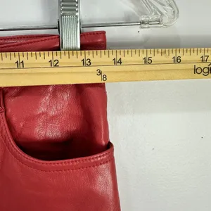 Wilfred Melina Faux Leather‎ Pants Womens 4 Red High Waisted Straight Leg Vegan thumbnail 4