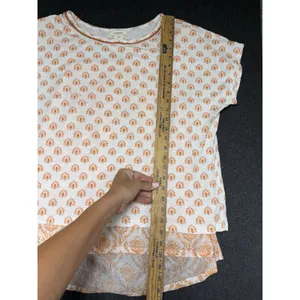 Sundance Women's Top Tree Pattern Split Back Short Sleeved T-Shirt Tank L thumbnail 6