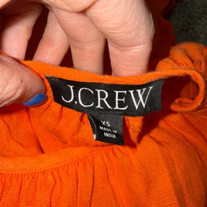 J.Crew Orange Linen Smocked Waist Mini‎ Dress Long Sleeve XS thumbnail 3