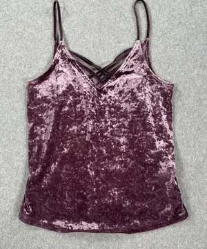 American Eagle Outfitters Crushed Velvet Cami Top Size Small Strappy Crossover thumbnail 1