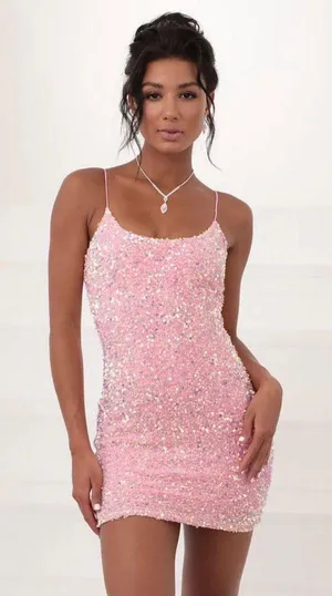 Lucy in the Sky Pink Iridescent Sequin Dress thumbnail 1