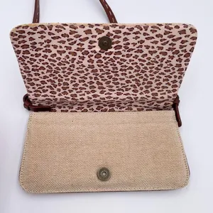 Vintage XOXO Y2K Mini Bag Purse Cotton Jute Fabric Flower Applique Retro 2000s thumbnail 5