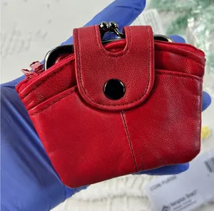 Hampton‎ Direct Red Leather Coin Purse Kiss Lock Multi Pocket Wallet 62654 NEW thumbnail 1