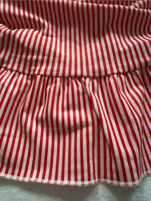 Edikted Gaia Gathered Mini Dress Red White Size XS Ruffle Hem Strapless Ruched thumbnail 6