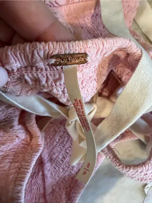 Free people Pink Tie-Front Textured Crop Top thumbnail 3