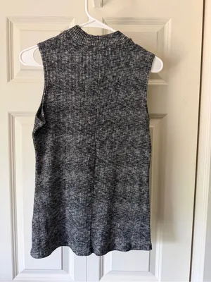 Sleeveless Mock Neck Rib Knit Top thumbnail 2