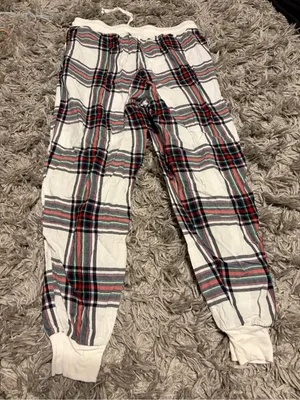 stars above White Plaid Jogger Pants with Red & Green Stripes thumbnail 3