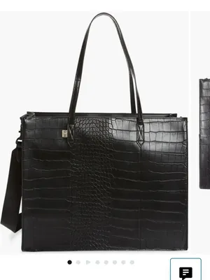 NWT‎ Beis Black Croc-Embossed Tote Bag thumbnail 2