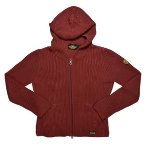 Harley-Davidson Womens XS Red Ribbed Knit Full Zip Hooded Sweater Cotton Japan thumbnail 1