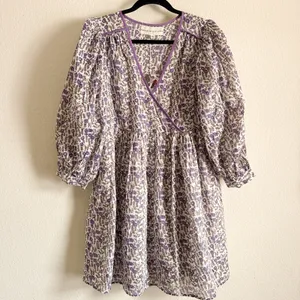 Daughters of India Binita Mini Dress Violet Floral Boho Cotton XS NWT thumbnail 1